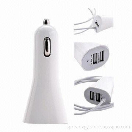 Dual USB Port Car Charger, USB 2.0 Universal Interface, 12 to 24V DC Input, 500mA to 2.1A Output